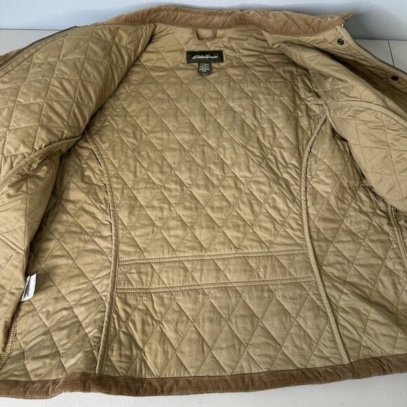 Eddie Bauer Quilted Jacket 2XL Tan Corduroy Barn Chore - Picture 7 of 11